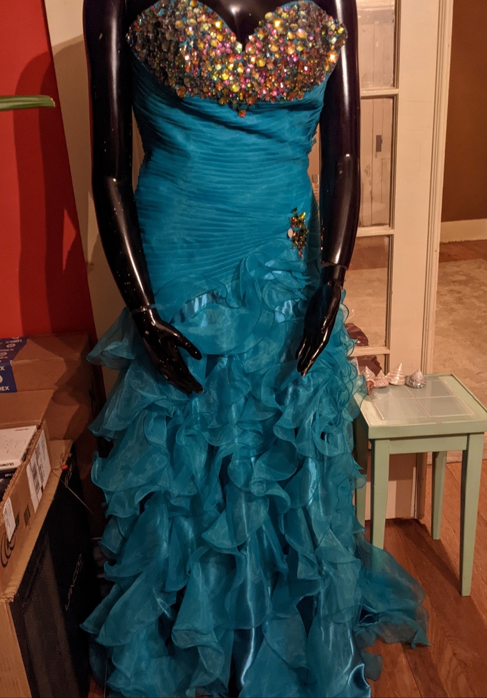 Angela & Alison strapless bejeweled mermaid gown - worn once